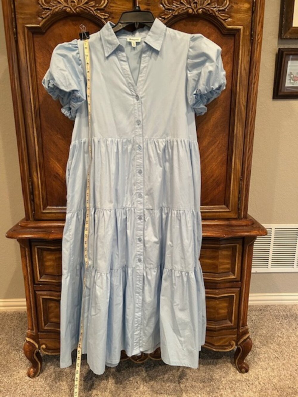 &merci en merci baby blue tiered midi dress LARGE Worn once